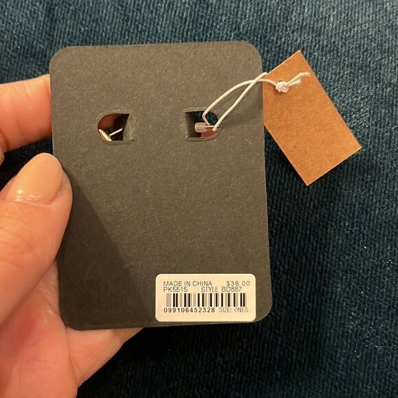 J.Crew Women's Oblong Pave Hoop Earrings Pink BD887 - Picture 2 of 3